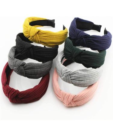 Knotted Headbands For Women Wide Plain Turban Headband Fashion Cross Knot Hair Bands With Solid Colors (Black) - Buy Online on GoSupps.com