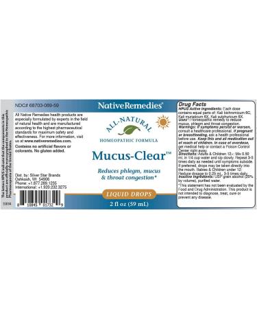 Native Remedies Mucus-Clear 2 Pack - Natural Relief for Excess Mucus | Buy Online - Buy Online on GoSupps.com