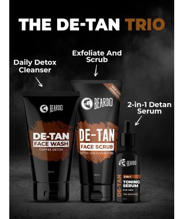 BEARDO De-Tan Facewash for Men - Tan Removal & Oil Control | 100 ml Coffee Detox for Skin Inflammation & Sunburn Relief - Buy Online on GoSupps.com