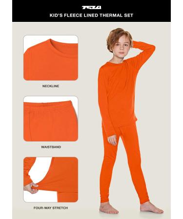 TSLA Kids Thermal Underwear Set - Soft Fleece Lined Long Johns for Boys and Girls - Winter Base Layer in Orange (Size 20) - Buy Online on GoSupps.com