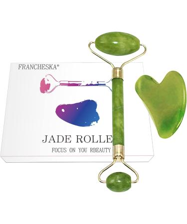 Jade Roller and Sha | Comfortable Skin Roller for Face Face Massager Facial Beauty Tools Face Roller Muscle Relaxing Natural Stone Facial Massager Skin Roller - Buy Online on GoSupps.com