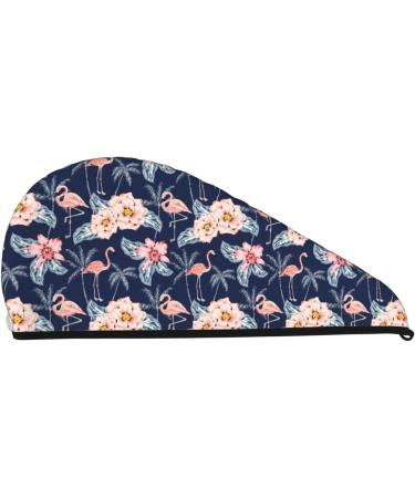 Flamingo & Palm Trees Microfiber Hair Towel | Soft Super Absorbent Wrap for Long Curly & Thick Hair - Buy Online on GoSupps.com
