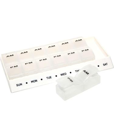 Safe and Sound Weekly Pill Organiser with 2 Compartments Per Day - Printed and Braille, Flip-top Lids, Push-open Catches - Clear, 1 Count (Pack of 1) - Buy Online on GoSupps.com