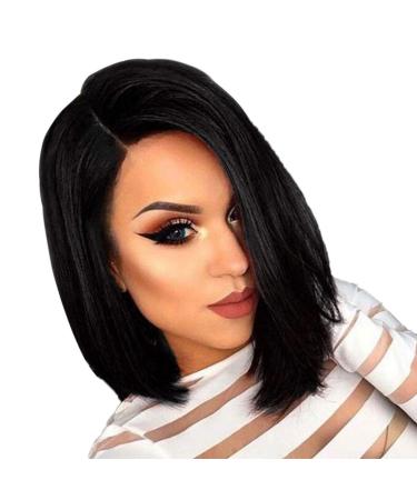 Women short wave -shaped bobo real hair wig glueless front wigs gold women medium -length wig soft outer shaft heat residues wig black 1 piece