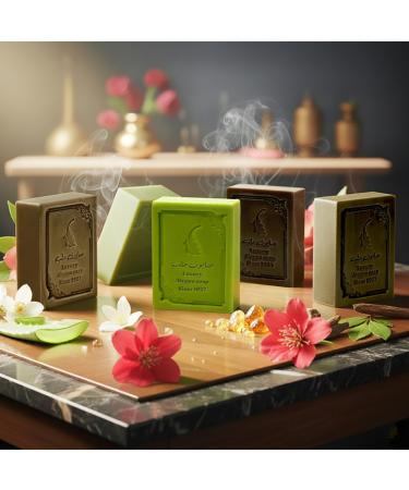  Green Fadel (Luxury) Original Aleppo Soap with Oudh & Amber 3 pieces Aleppo soap with olive oil & bay oil olive oil soap natural soap Luxury Aleppo Soap - Buy Online on GoSupps.com