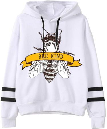 Bigfanshu Womens Sweaters Letter Printing Stripe Round Collar Long Sleeves Sweater Tops White - Buy Online on GoSupps.com