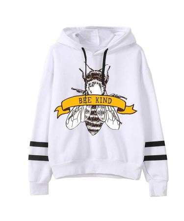 Bigfanshu Womens Sweaters Letter Printing Stripe Round Collar Long Sleeves Sweater Tops White