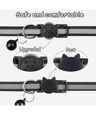 Taglory Reflective Cat Collar - 2 Pack Adjustable Black Collars with Safety Clasp & Bell for Kittens (15-20cm) - Buy Online on GoSupps.com