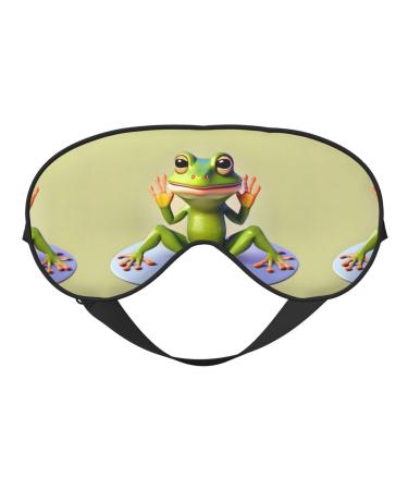 The Funny Frog Doing Yoga Unisex Elastic Adjustable Buckle Design Blackout Sleep Eye Mask for Home Travel Yoga Office Nap