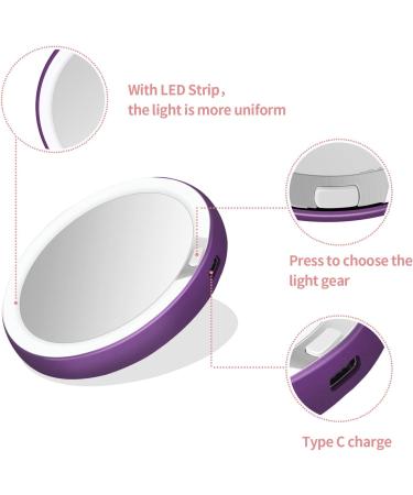 PURPLE PAVAAIDAN Travel Compact Mirror with LED Light - 1X/3X Magnifying Double Sided Makeup Mirror - Dimmable Portable Mirror for Handbag and Purse - Buy Online on GoSupps.com