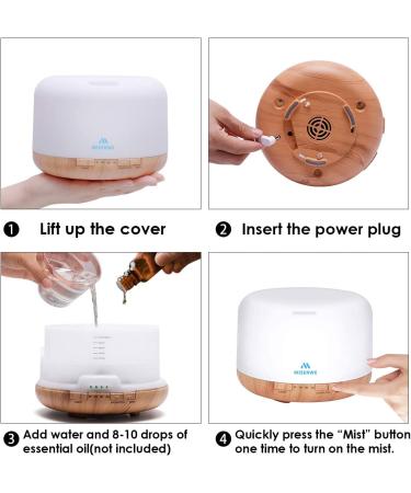 Miserwe 500ml Remote Control Essential Oil Diffuser with Timer - Waterless Auto Shut Off & Adjustable Mist for Home - Buy Online on GoSupps.com