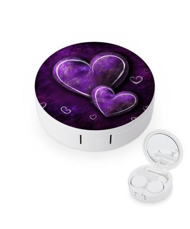 Contact Lens Case Purple Hearts Portable Travel Contact Lens Box Contact Lens Storage Box