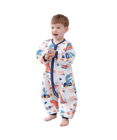 ZIGJOY Toddler Sleeping Bag 1.5 TOG Baby Sleep Bag with Feet 100% Cotton Sleep Sack All Year Round for 2-4T Baby Girl Boy Essentials Dinosaur 2-4 Years Dinosaur
