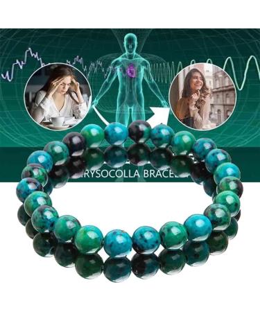 Shop 2-Piece Diabetes Relief Chrysocolla Bracelets | 8mm Natural Stone Powerbead Energy Gem Bracelets - Buy Online on GoSupps.com