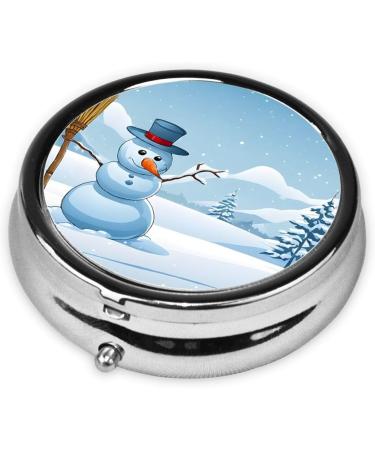 Merry Christmas Printed Mini Round Pill Box | 3 Compartment Portable Organizer for Travel Home & Office - Buy Online on GoSupps.com