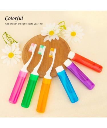 Travel Toothbrush 4 Pack - Mini Soft Folding Toothbrush Set with Case | Portable Travel Size for Camping Hiking & School - Green Blue Orange Pink - Buy Online on GoSupps.com