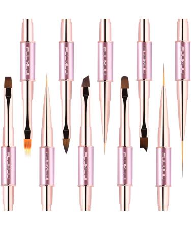 Nail Art Brushes Set - 5Pcs Double-Ended Tools for Salon Quality Manicures - Includes Extension Gel, Builder Gel, Liner, and 3D Decorations Brushes in Purple - Buy Online on GoSupps.com