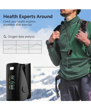 PRCMISEMED Pro Sports & Aviation Pulse Oximeter Finger Monitor with Lanyard - OLED Black - Buy Online on GoSupps.com
