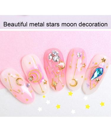 6 Pcs Gold Star Moon 3D Nail Art Charms for Women - Nail Decor Accessories - Buy Online on GoSupps.com