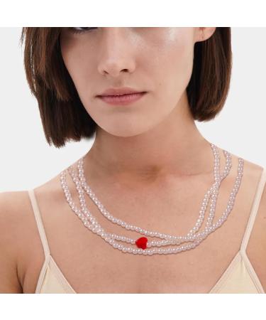 KUAIYIJU Stylish Love Pendant Necklace - Elegant Layered Pearl Clavicle Chain for Trendy Ladies | International Shipping Available - Buy Online on GoSupps.com