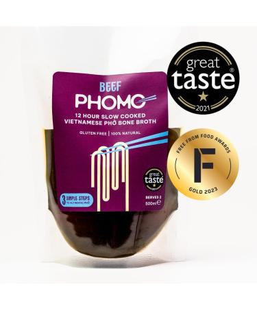 Authentic Beef Pho Bone Broth | Slow-Simmered 12-Hour Vietnamese Recipe | 100% Natural Ingredients | No MSG/Preservatives | Gluten/Nut/Sesame Free | 6 x 500ml (makes 12 bowls) | 28 Cals per Portion Beef Pho 500 ml (Pack of 6) - Buy Online on GoSupps.com