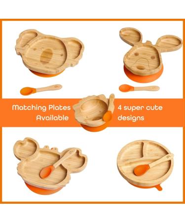 Beaubaby Wombat Bamboo Suction Bowl and Spoon Set - Orange | Baby Feeding Bowl with Silicone Suction Ring - Buy Online on GoSupps.com