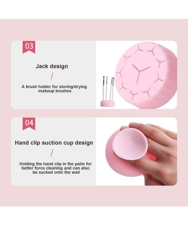 Wontool Makeup Brush Cleaning Mat | Silicone 4 in 1 Cleaning Bowl and Mat Portable Washing Tool Cosmetic Brush Cleaner for Easy Cleaning Pink - Buy Online on GoSupps.com