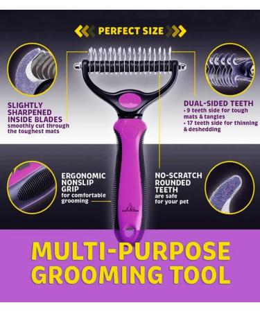 H&A PETCARE Double-Sided Deshedding and Dematting Comb for Long Haired Cats and Dogs Deshedding Tool And Grooming Brush For Furry Pets (Pink) - Buy Online on GoSupps.com