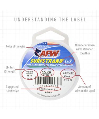 American Fishing Wire Surfstrand Bare Leader Wire - Stainless Steel 1x7 Camo 20 lb / 30 ft | International Shipping Available - Buy Online on GoSupps.com