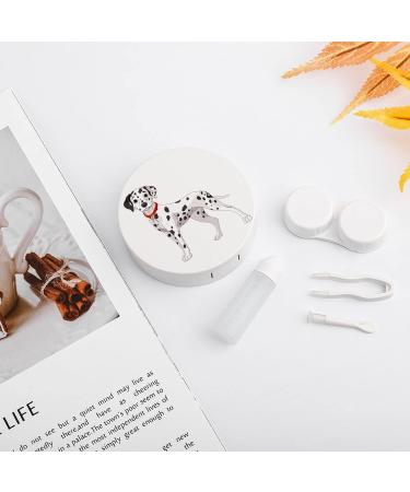 Cute Dalmatian Dog Round Case For Contact Lens Kit Storage Box with Mirror Printed - Buy Online on GoSupps.com
