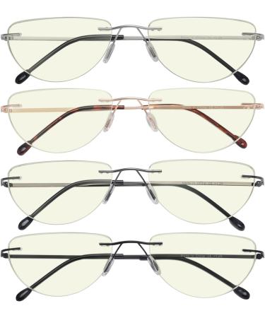 Eyekepper 4-Pack Rimless Reading Glasses - Blue Light Blocking Lightweight Half Moon Readers for Men & Women +2.0 Strength Mix Colors - Buy Online on GoSupps.com