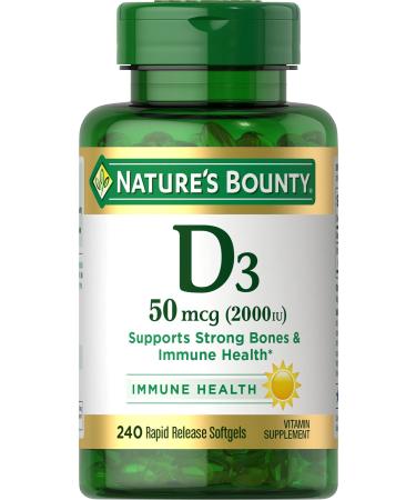 Nature's Bounty Vitamin D3 Immune and Bone Support 2000IU Softgels 240 Ct 240 Count (Pack of 1) - Buy Online on GoSupps.com