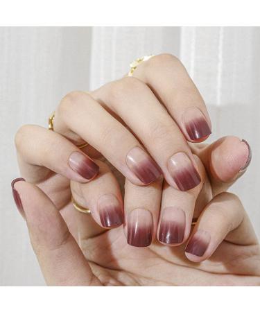 Bohend Short False Nails - Oval Chic Shiny Gradient Full Cover - 24pcs Nail Enhancements for Women & Girls - Buy Online on GoSupps.com