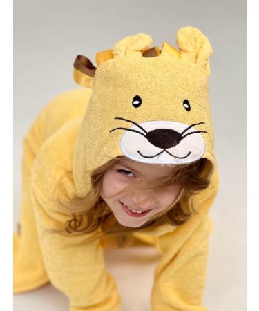 Ely Parker Kids Bathrobe - Super Soft Turkish Cotton Hooded Towel for Boys & Girls Lion Yellow Age 13-14 - Buy Online on GoSupps.com