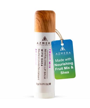 Azmera Fruit Mix Lip Balm - Organic Shea Butter from Ghana Chapstick for Dry Chapped Lips - Natural Fruity Lip Moisturizer - Made in USA - 6g Stick