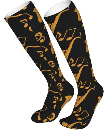 Musical Treble Clef Saxophone Compression Socks for Women & Men | 15-20 mmHg Circulation Support for Running & Cycling - Buy Online on GoSupps.com