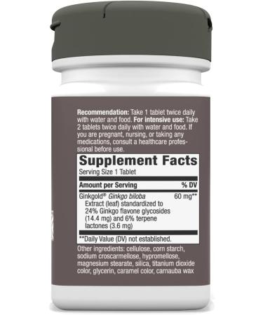 Nature's Way Ginkgold 60mg - 50 Tablets - Boost Memory & Cognitive Function - Buy Online on GoSupps.com