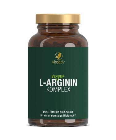 Vitaciv arginine complex - L -arginine capsules high -dosed - with citrulline ginseng potassium plus B vitamins for blood pressure & blood formation - vegan sugar -free - laboratory test 180 arginine capsules