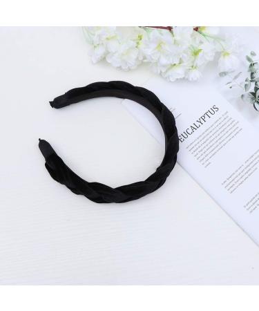 Wide Headband Fashion Suede Braid Headband Handmade Cloth Twist Hairbands for Women Girls (Black) - Buy Online on GoSupps.com