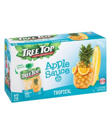 Tree Top Tropical Apple Sauce Pouches, 3.2 oz, 12 Pouches Tropical 3.2 Ounce (Pack of 12)