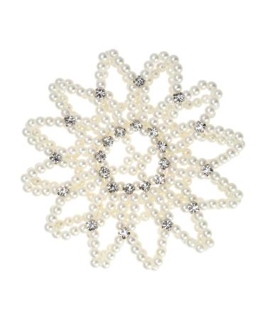 Lurrose Elastic Hair Snood Net Handmade Crochet Pearl Hairnet Ballet Bun Hair Covers Heart Dress for Woman Girl (White) - Buy Online on GoSupps.com