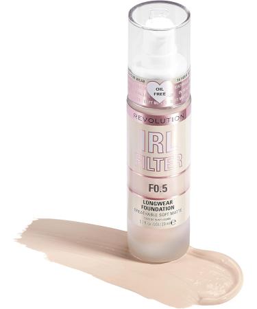 Makeup Revolution IRL Filter Longwear Foundation F0.5 Fair Skin Tones 23ml - Matte Finish, 16 Hour Wear (Pack of 1) - Buy Online on GoSupps.com