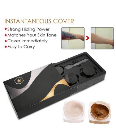 Waterproof Tattoo Cover-Up Makeup Set for Dark Spots, Scars, Vitiligo - Body & Leg Concealer Cream - Buy Online on GoSupps.com