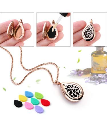 Rose Gold Aromatherapy Essential Oil Diffuser Necklace - Stainless Steel Pendant Locket for Women & Moms - Perfect Gift Jewelry - Buy Online on GoSupps.com