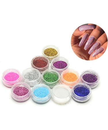 12 Mix Color Glitter Powder Dust Nail Art Acrylic Glitter Powder Nail Tips Decoration DIY Nail Art Pigment Glitter Dust Powder Set - Buy Online on GoSupps.com