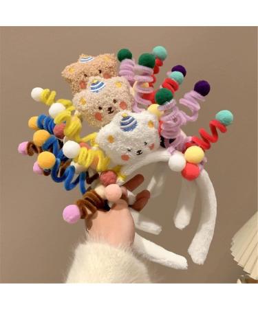 xbiez 3D Plush Animal Doll Headband for Women Girls Hair Accessories Colorful Twisted Rods Cartoon Hair Hoop Makeup Headdress White tiger - Buy Online on GoSupps.com
