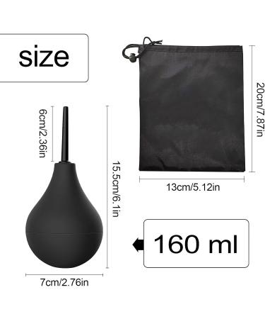 TSHAOUN Enema Bulb Douche 160ml for Men & Women - Reusable Silicone Nozzle Cleaning Kit (Black) - Buy Online on GoSupps.com