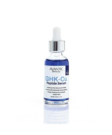 Avantic Beauty GHK-Cu Peptide Serum for Anti-Aging Collagen Boosting & Firming Natural Hydration Reduces Fine Lines & Wrinkles 1 Ounce