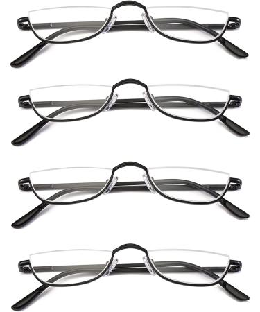 Half Frame Metal Moon Reading Glasses 4 Pack - 1.50 Strength - Black Half Frame Readers for Men and Women - Buy Online on GoSupps.com