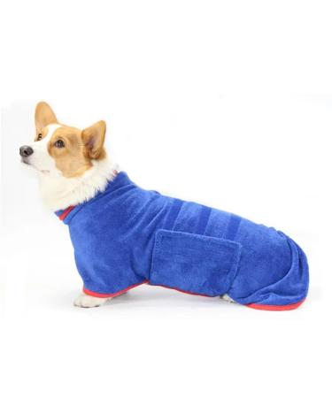 Bibykivn dog bemper made of microfiber Dog Cuddle bathrobe with Velcro fastener super absorbent and quick drying bathrobe with adjustable straps for pets Dogs and cats (S blue) S blue
